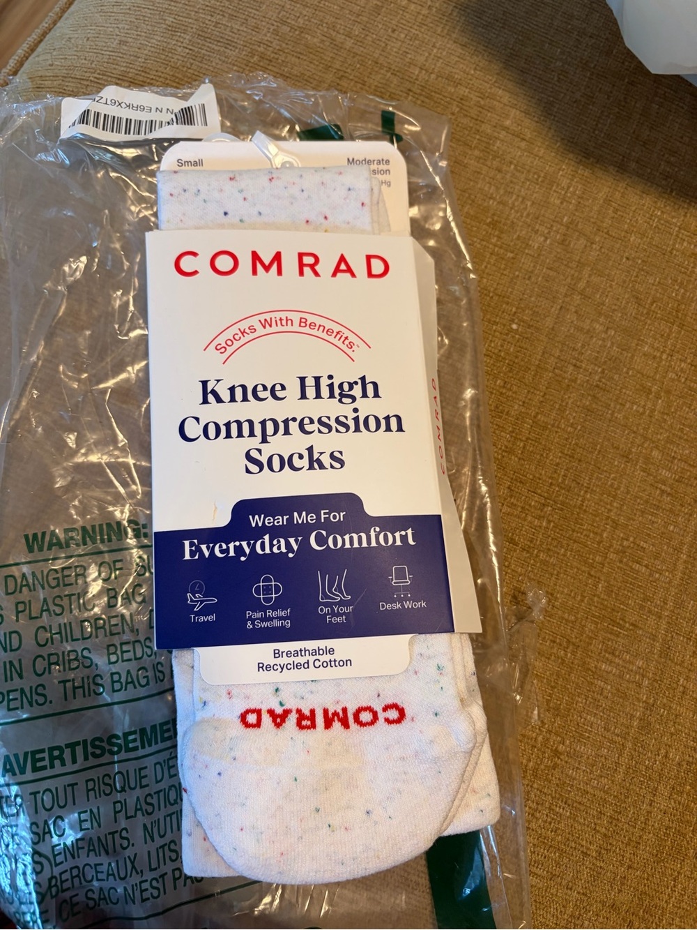 Comrad Knee High Compression Socks for Women - White Speckled